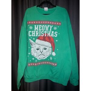 Ugly Christmas Sweater Xmas Sweatshirt Crewneck Size XL Cat
